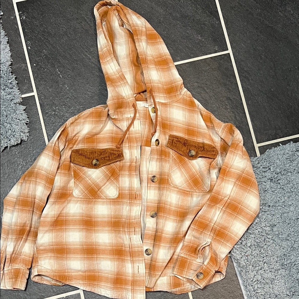 Maurices Tan and White Plaid Jacket